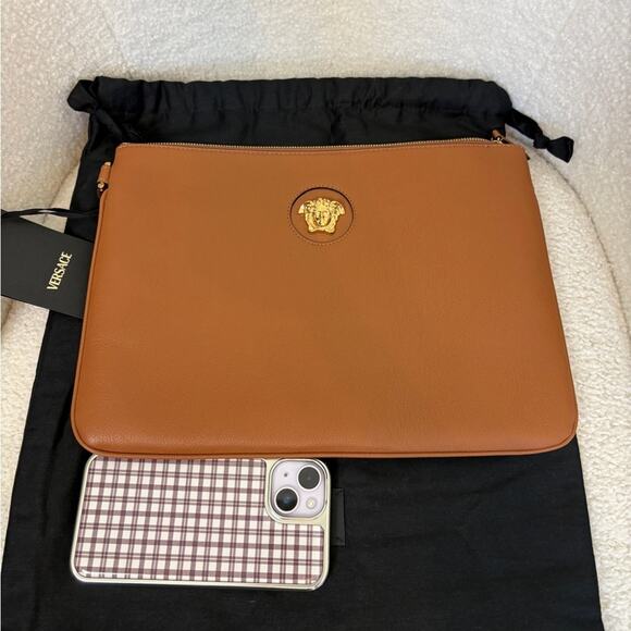Versace Brown Leather Medusa clutch Bag - Picture 4 of 6